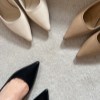 پاشنه 6 سانت وارداتی 1-6110مدل نوک تیز جلو استیل رنگ مشکی سایز39