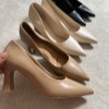 پاشنه 7سانت پهن وارداتی 1-6118مدل نوک تیز ساده رنگ خاکی سایز41