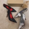 پاشنه 12 سانت وارداتی مدل کف نگین رنگ نقره ای سایز 38