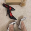 پاشنه 12 سانت وارداتی مدل کف نگین رنگ نقره ای سایز 40