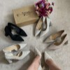 پاشنه 8 سانت B879-1 مدل بغل باز نگینی رنگ نقره ای سایز 36