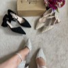 پاشنه 5 سانت وارداتی B515-5 مدل پهن نگینی رنگ نقره ای سایز 39