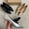 پاشنه 3 سانت Y6583 مدل نوک تیز ساده رنگ نقره ای سایز 37